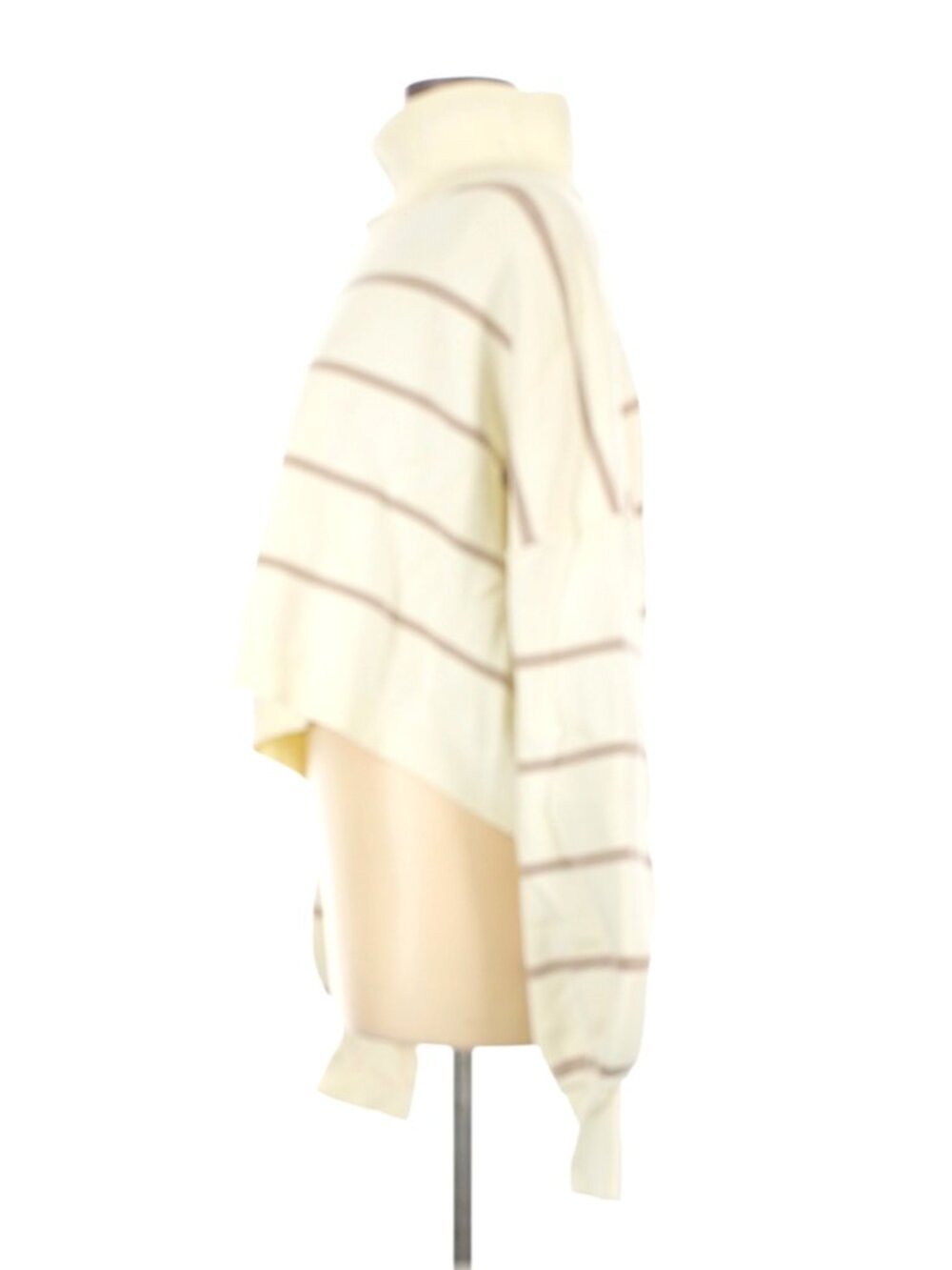 Free People "Paulie" Striped Turtleneck Sweater In Cream and Tan - Size M - Picture 9 of 13